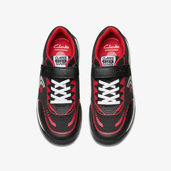 Clarks Trainers Cica Star Flex Youth Blackred 8211 Kids