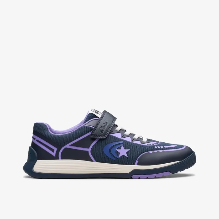Clarks Trainers Cica Star Flex Youth Navy Purple 8211 Kids