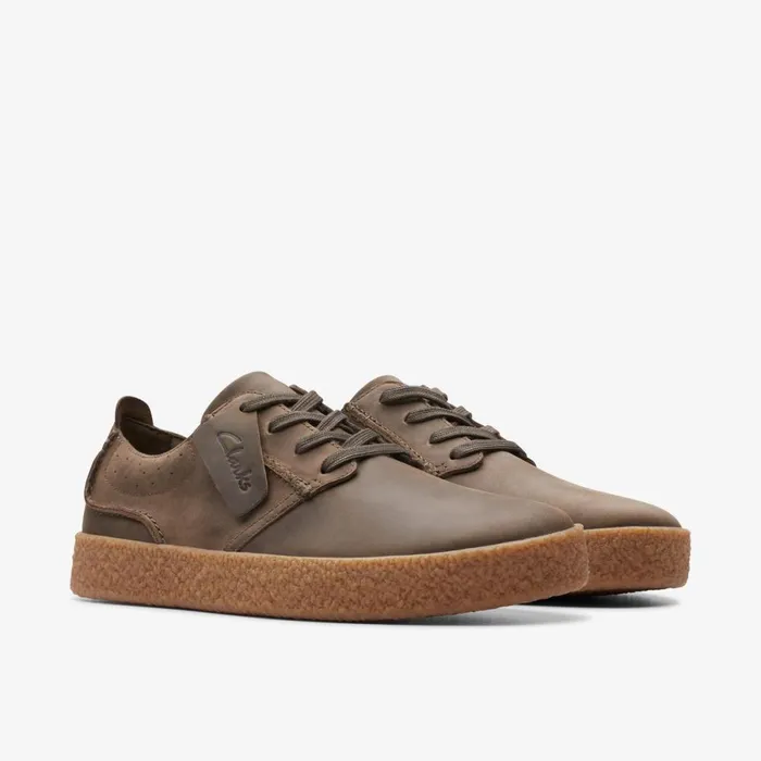 Clarks Trainers Streethill Lace Dark Olive Leather 8211 Men