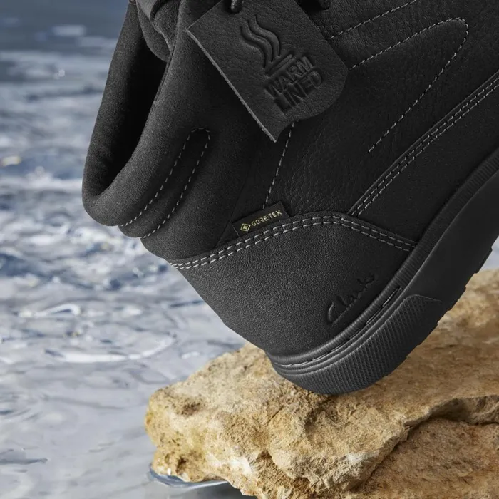 Clarks Waterproof Boots Mapstone Hi GoreTex Black Warmlined Leather 8211 Men