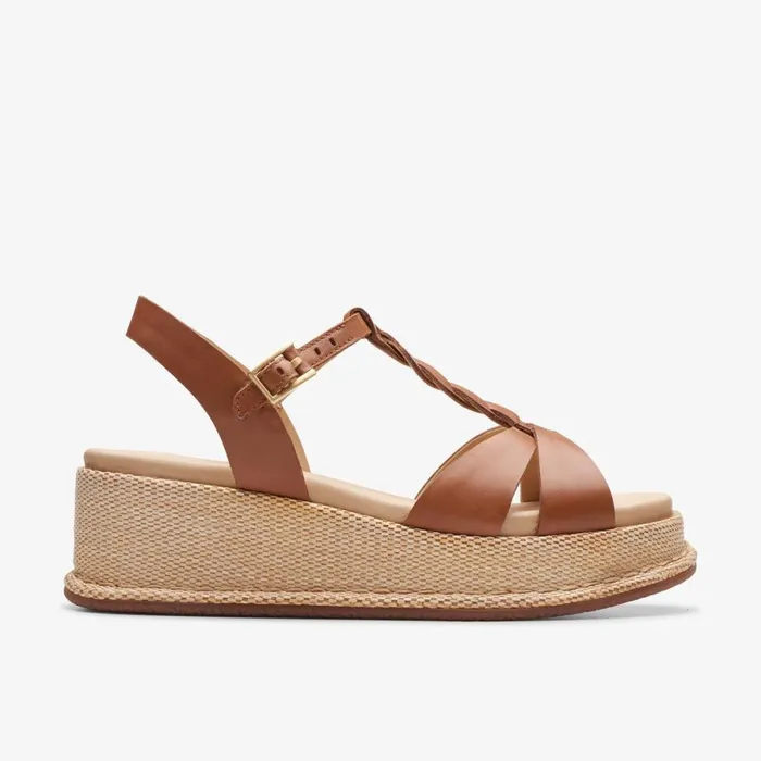 Clarks Wedge Sandals Kimmei Twist Tan Leather 8211 Women