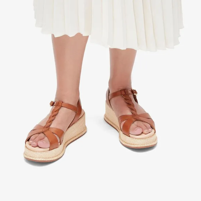 Clarks Wedge Sandals Kimmei Twist Tan Leather 8211 Women