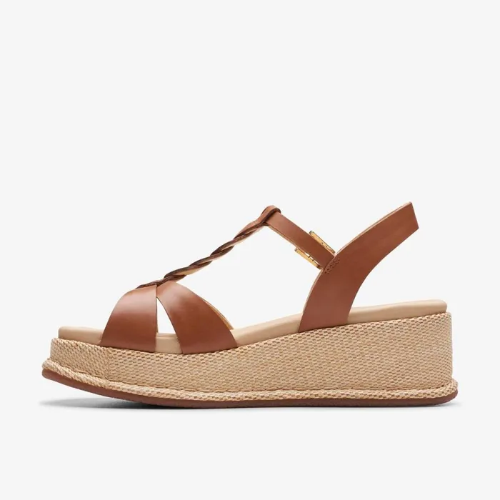 Clarks Wedge Sandals Kimmei Twist Tan Leather 8211 Women
