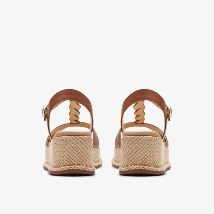 Clarks Wedge Sandals Kimmei Twist Tan Leather 8211 Women