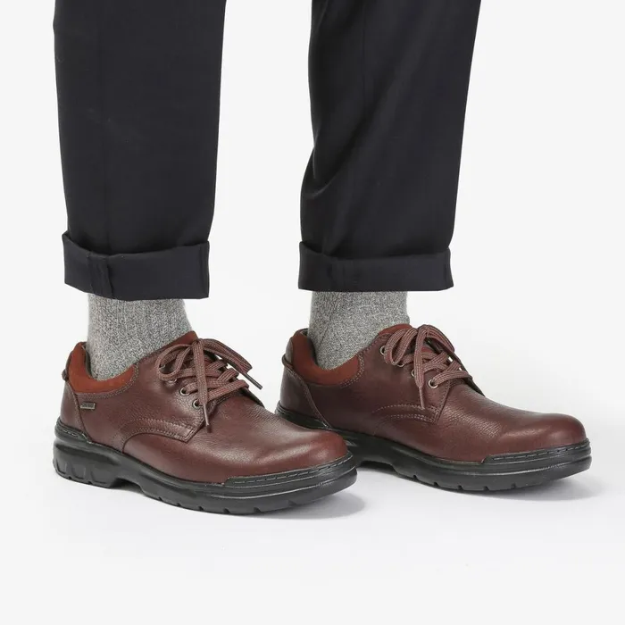 Clarks Wide Fit Shoes Rockie Walk GoreTex Dark Tan Leather 8211 Men