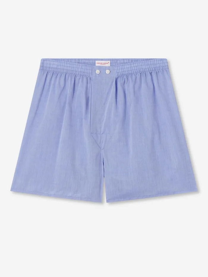 Classic Fit Boxer Shorts Men Derek Rose Classic Fit Boxers Amalfi Cotton Batiste Blue