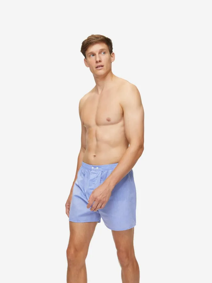 Classic Fit Boxer Shorts Men Derek Rose Classic Fit Boxers Amalfi Cotton Batiste Blue
