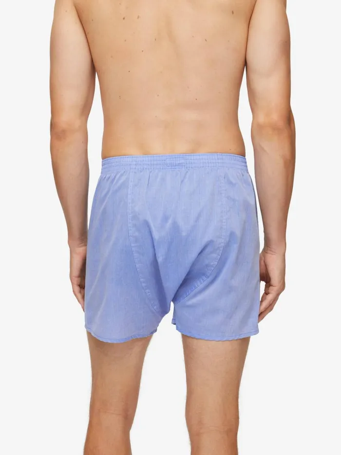 Classic Fit Boxer Shorts Men Derek Rose Classic Fit Boxers Amalfi Cotton Batiste Blue