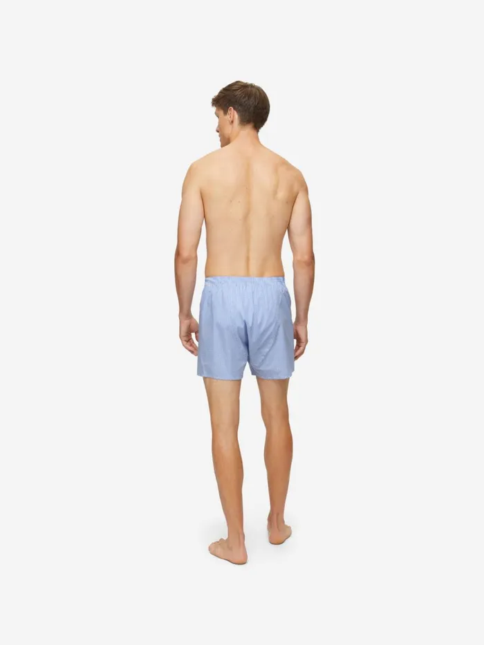 Classic Fit Boxer Shorts Men Derek Rose Classic Fit Boxers Gingham Cotton Blue