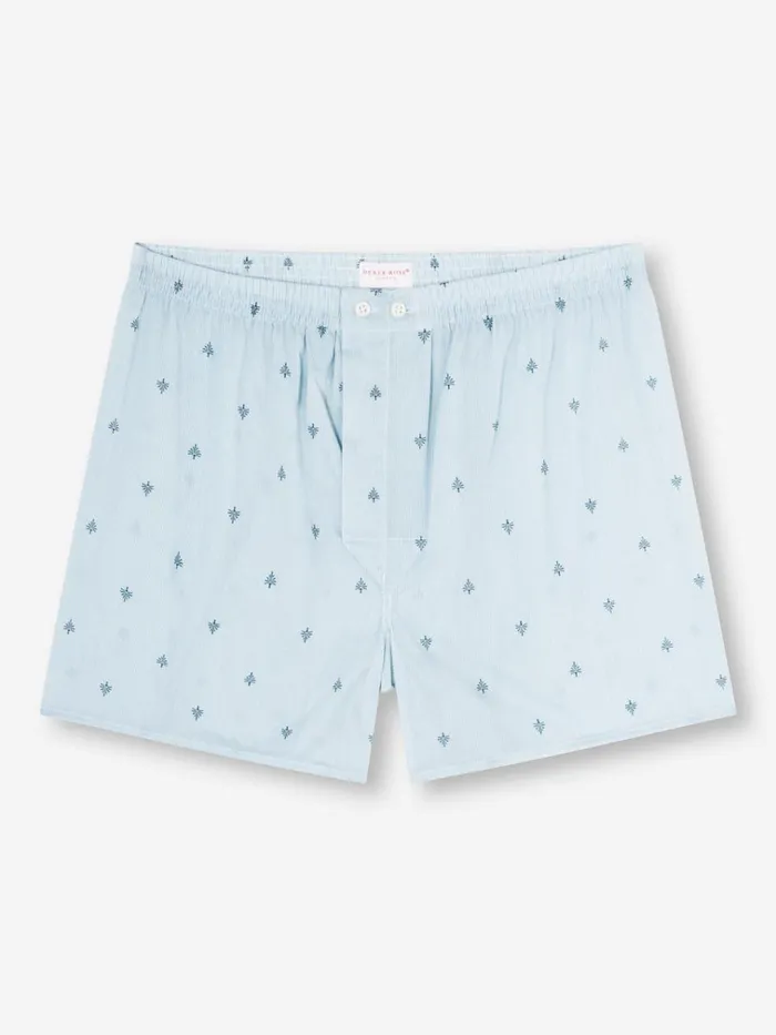 Classic Fit Boxer Shorts Men Derek Rose Classic Fit Boxers Nelson 100 Cotton Batiste Blue