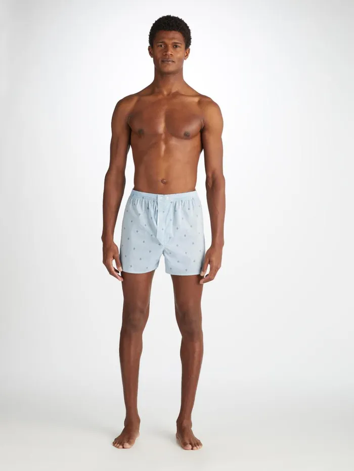 Classic Fit Boxer Shorts Men Derek Rose Classic Fit Boxers Nelson 100 Cotton Batiste Blue
