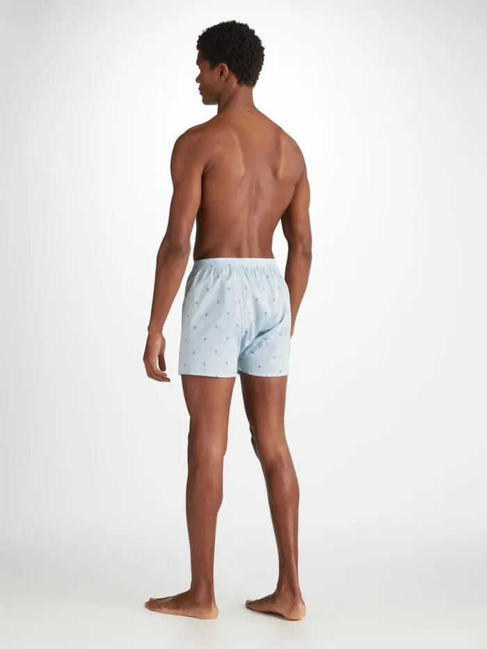 Classic Fit Boxer Shorts Men Derek Rose Classic Fit Boxers Nelson 100 Cotton Batiste Blue