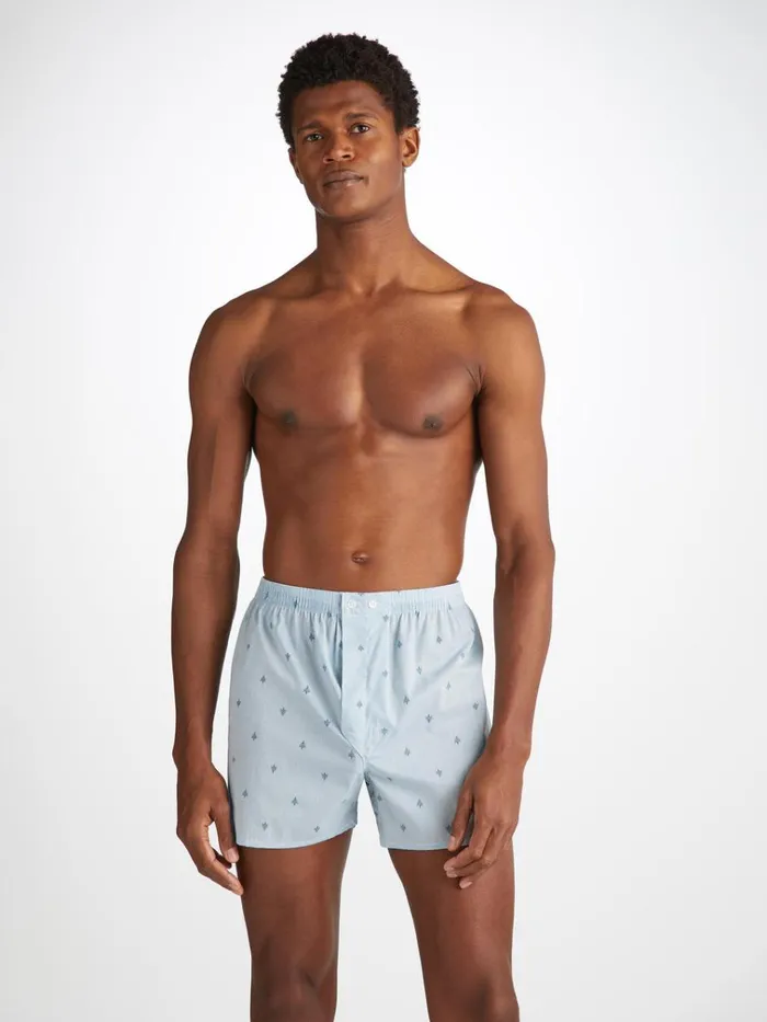 Classic Fit Boxer Shorts Men Derek Rose Classic Fit Boxers Nelson 100 Cotton Batiste Blue