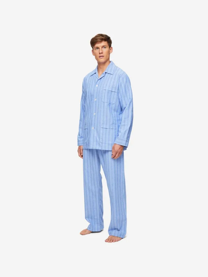 Classic Fit Pajamas Men Derek Rose Classic Fit Pajamas Arran 20 Brushed Cotton Blue