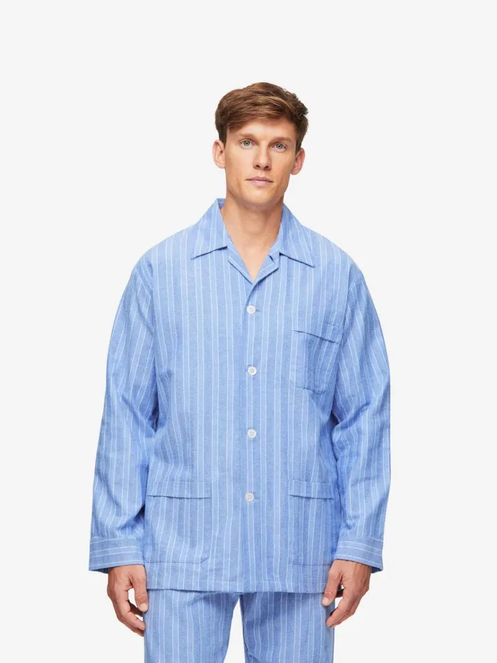Classic Fit Pajamas Men Derek Rose Classic Fit Pajamas Arran 20 Brushed Cotton Blue