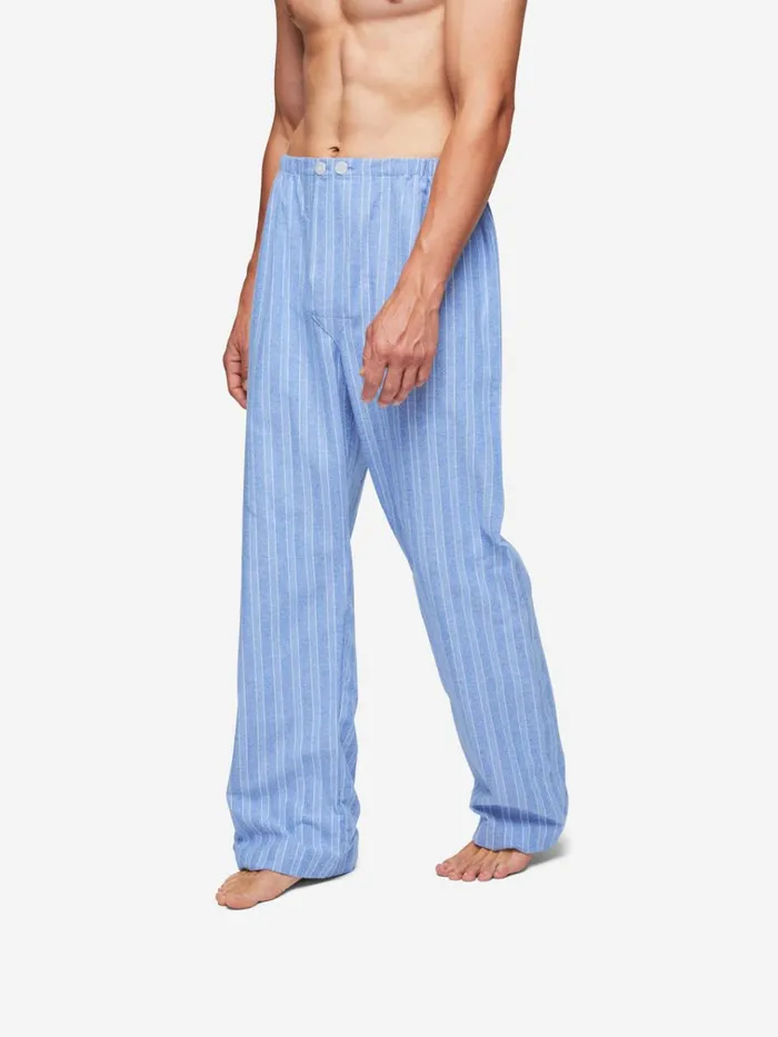 Classic Fit Pajamas Men Derek Rose Classic Fit Pajamas Arran 20 Brushed Cotton Blue