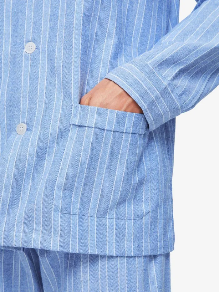 Classic Fit Pajamas Men Derek Rose Classic Fit Pajamas Arran 20 Brushed Cotton Blue