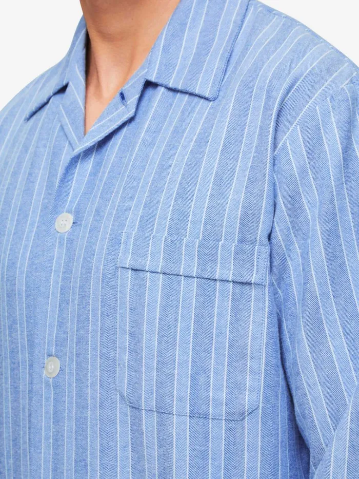Classic Fit Pajamas Men Derek Rose Classic Fit Pajamas Arran 20 Brushed Cotton Blue