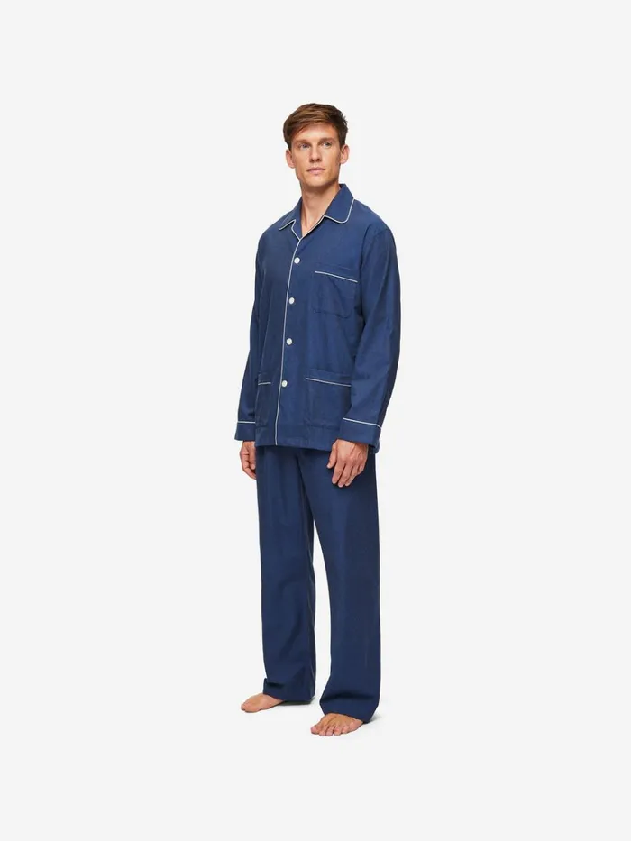 Classic Fit Pajamas Men Derek Rose Classic Fit Pajamas Balmoral 3 Brushed Cotton Navy