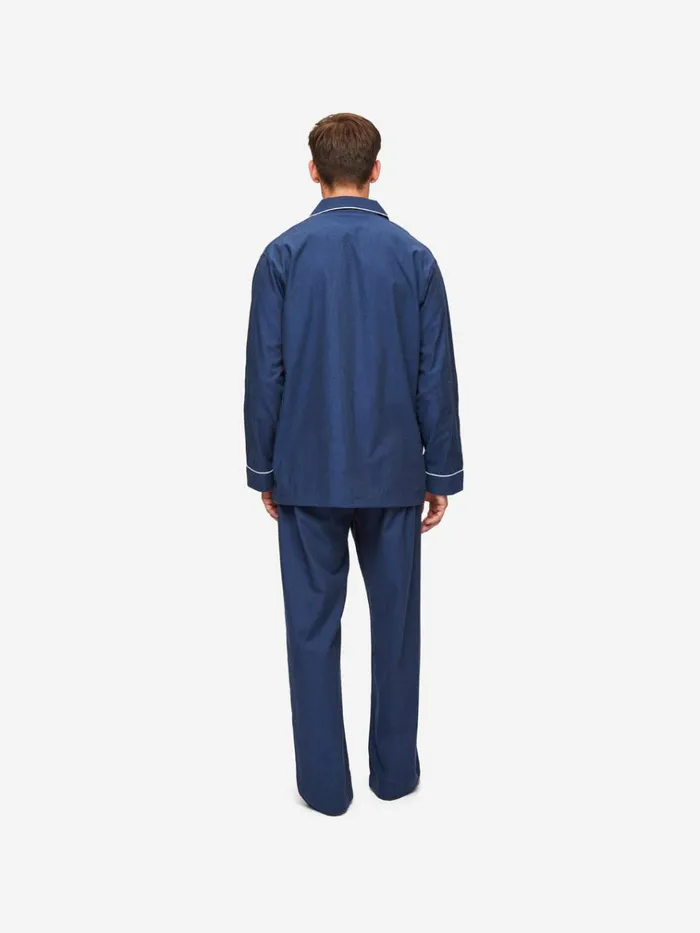 Classic Fit Pajamas Men Derek Rose Classic Fit Pajamas Balmoral 3 Brushed Cotton Navy