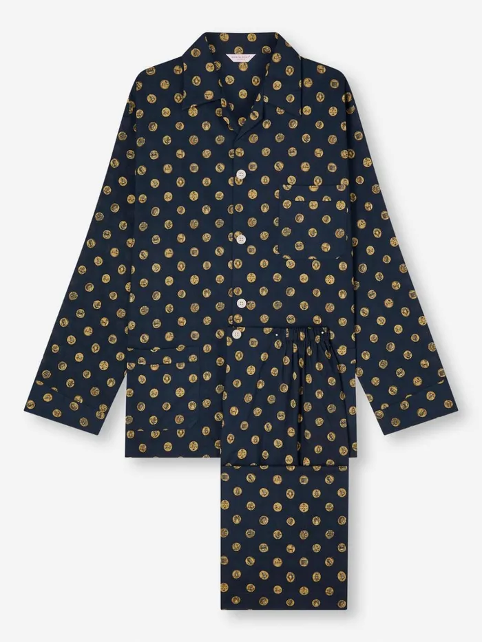Classic Fit Pajamas Men Derek Rose Classic Fit Pajamas Ledbury 78 Cotton Batiste Navy