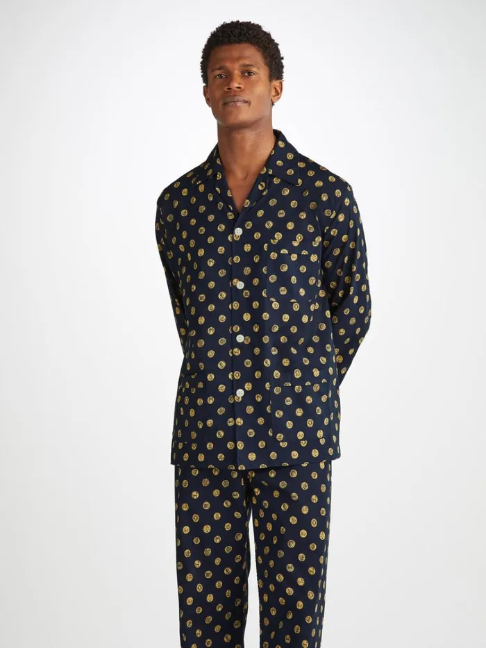 Classic Fit Pajamas Men Derek Rose Classic Fit Pajamas Ledbury 78 Cotton Batiste Navy