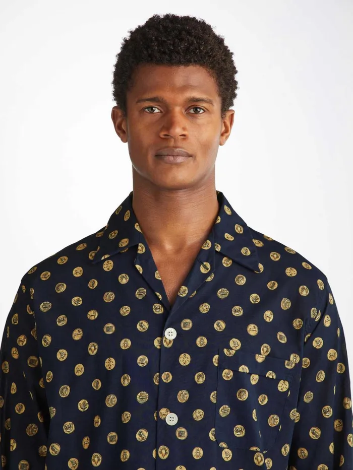 Classic Fit Pajamas Men Derek Rose Classic Fit Pajamas Ledbury 78 Cotton Batiste Navy