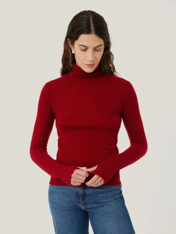 Cloud Cashmere Polo Jumper Red Women Jigsaw Knitwear and Cashmere