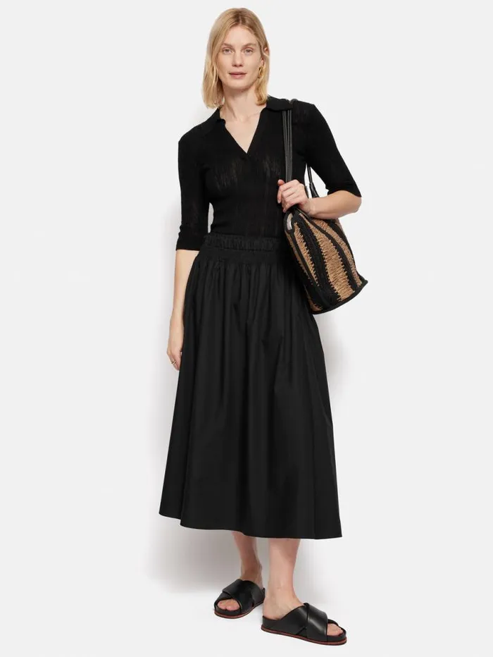 Collar Knitted Top Black Women Jigsaw Shirts and Tops