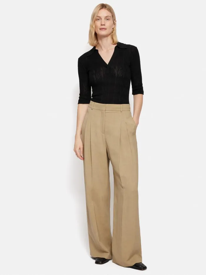 Collar Knitted Top Black Women Jigsaw Shirts and Tops