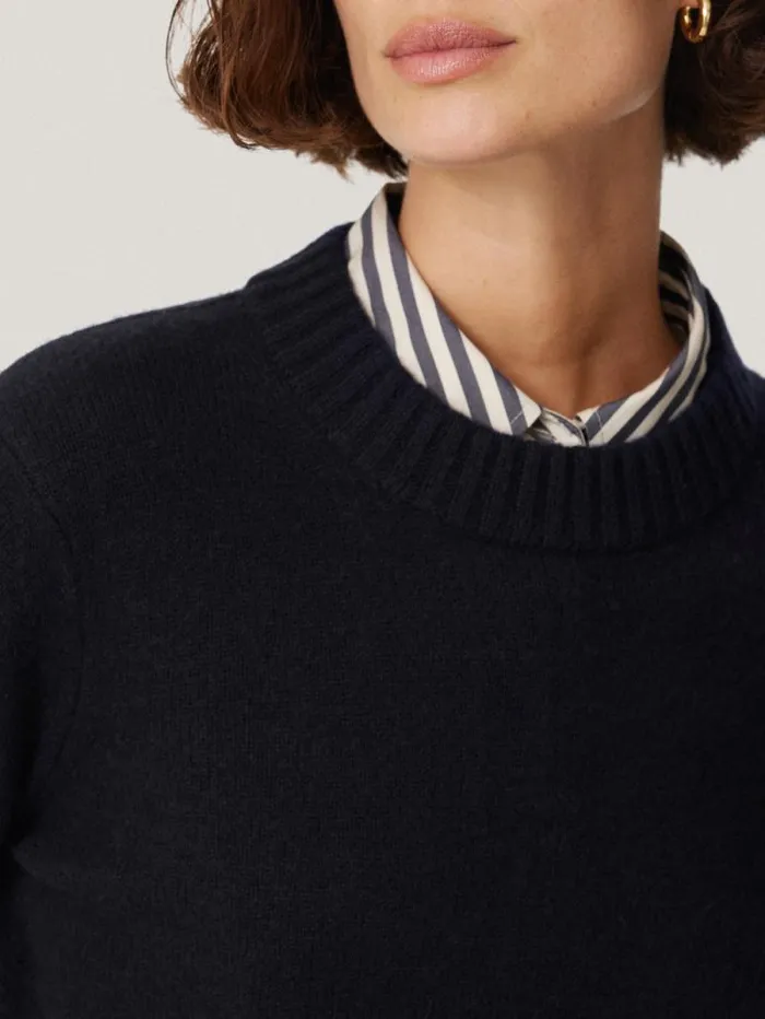 Compact Wool Cashmere Blend Jumper Navy Women Jigsaw Knitwear and Cashmere