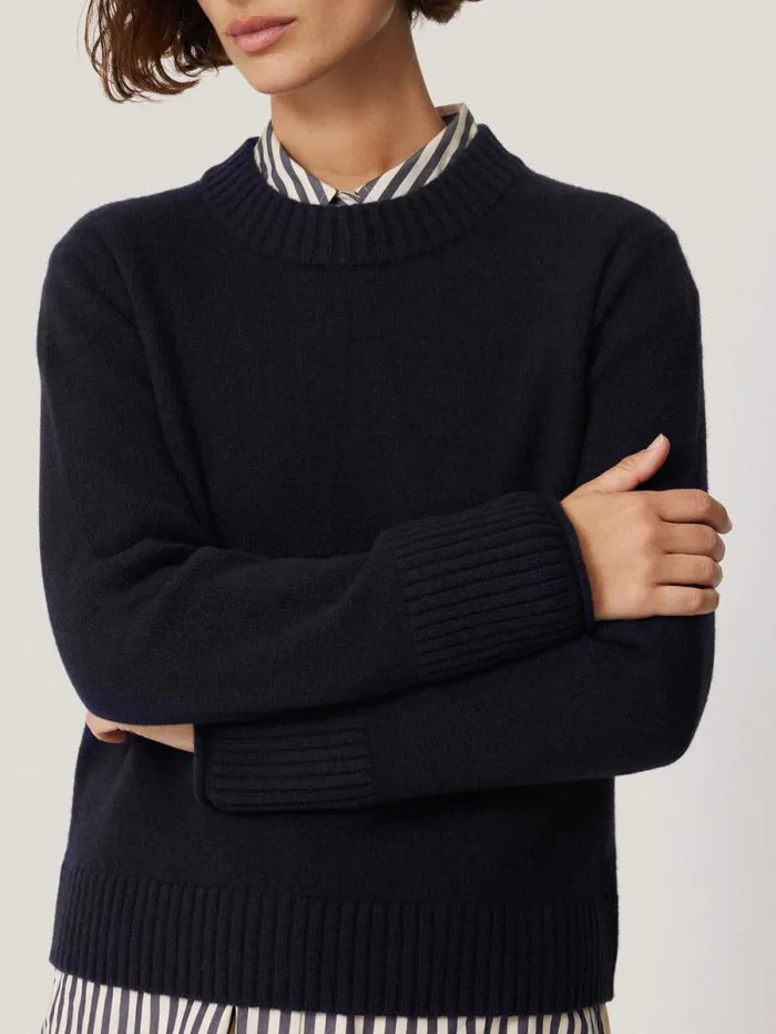 Compact Wool Cashmere Blend Jumper Navy Women Jigsaw Knitwear and Cashmere