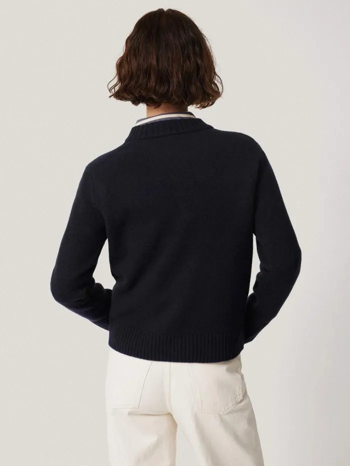 Compact Wool Cashmere Blend Jumper Navy Women Jigsaw Knitwear and Cashmere