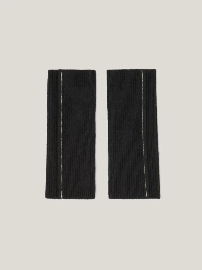 Contrast Stitch Mitten Black Women Jigsaw Hats and Gloves