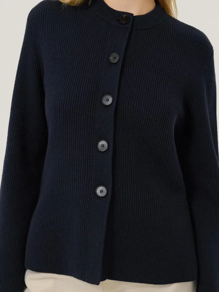 Cotton Blend Knit Cardigan Navy Women Jigsaw Knitwear and Cashmere