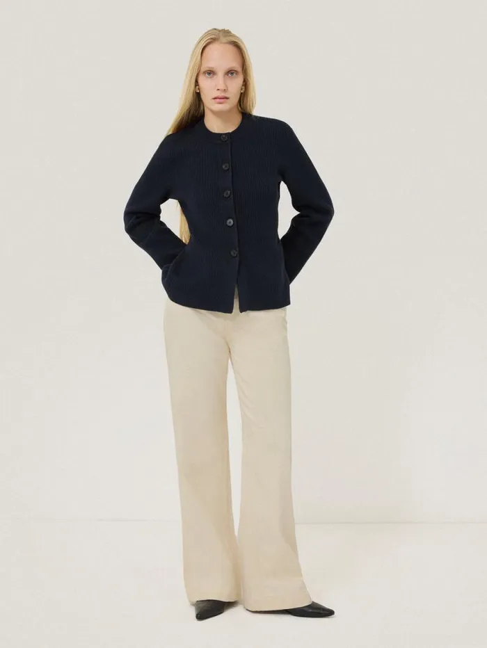Cotton Blend Knit Cardigan Navy Women Jigsaw Knitwear and Cashmere