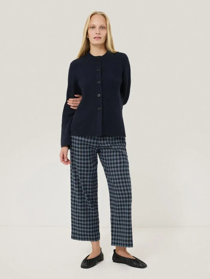 Cotton Blend Knit Cardigan Navy Women Jigsaw Knitwear and Cashmere
