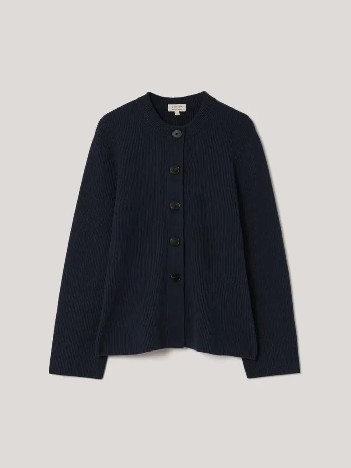 Cotton Blend Knit Cardigan Navy Women Jigsaw Knitwear and Cashmere
