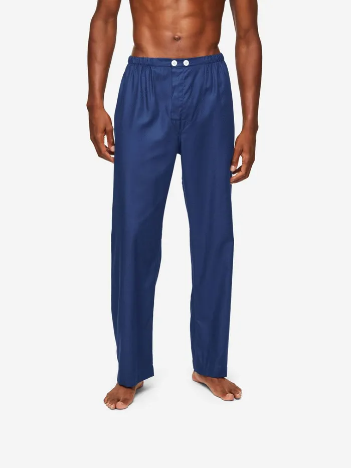 Cotton Pajamas Men Derek Rose Classic Fit Pajamas Lombard 6 Cotton Jacquard Navy