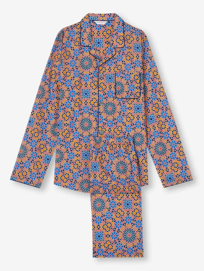 Cotton Pajamas Men Derek Rose Modern Fit Pajamas Ledbury 69 Cotton Batiste Multi