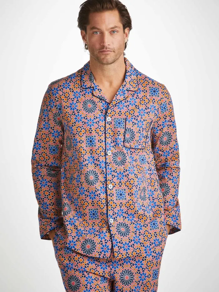 Cotton Pajamas Men Derek Rose Modern Fit Pajamas Ledbury 69 Cotton Batiste Multi