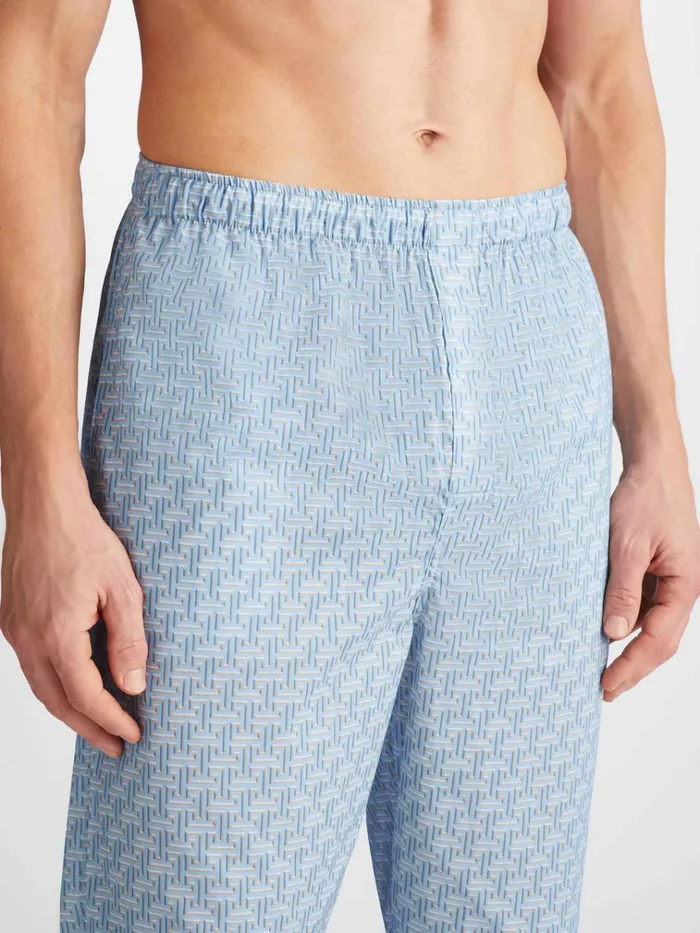 Cotton Pajamas Men Derek Rose Modern Fit Pajamas Ledbury 72 Cotton Batiste Blue