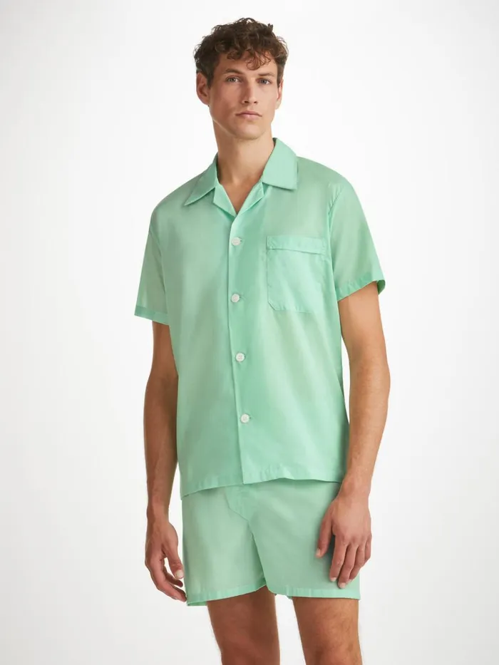 Cotton Pajamas Men Derek Rose Short Pajamas Amalfi 1 Cotton Batiste Mint