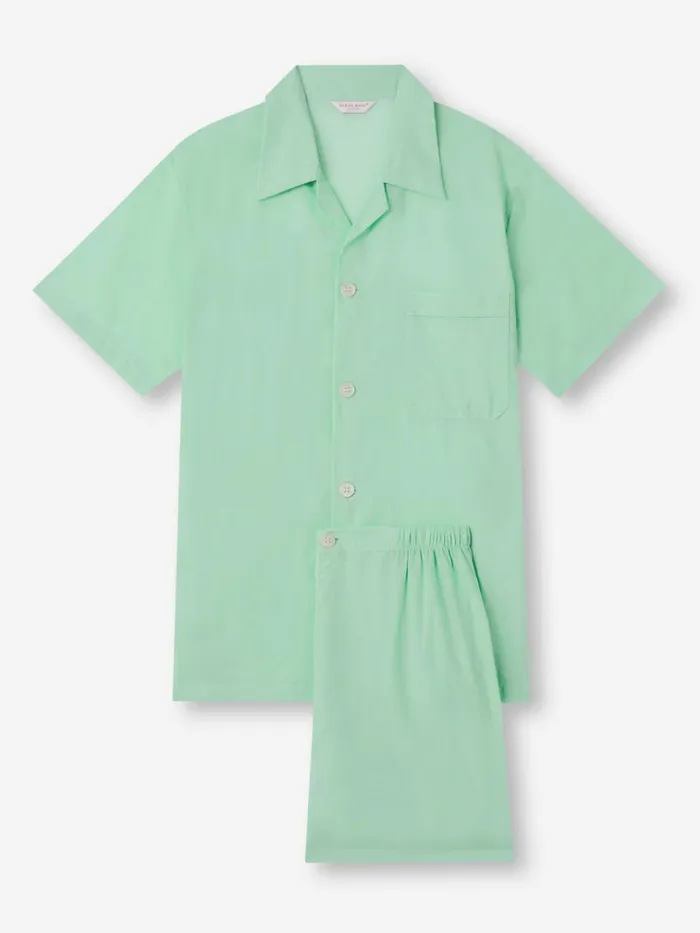 Cotton Pajamas Men Derek Rose Short Pajamas Amalfi 1 Cotton Batiste Mint