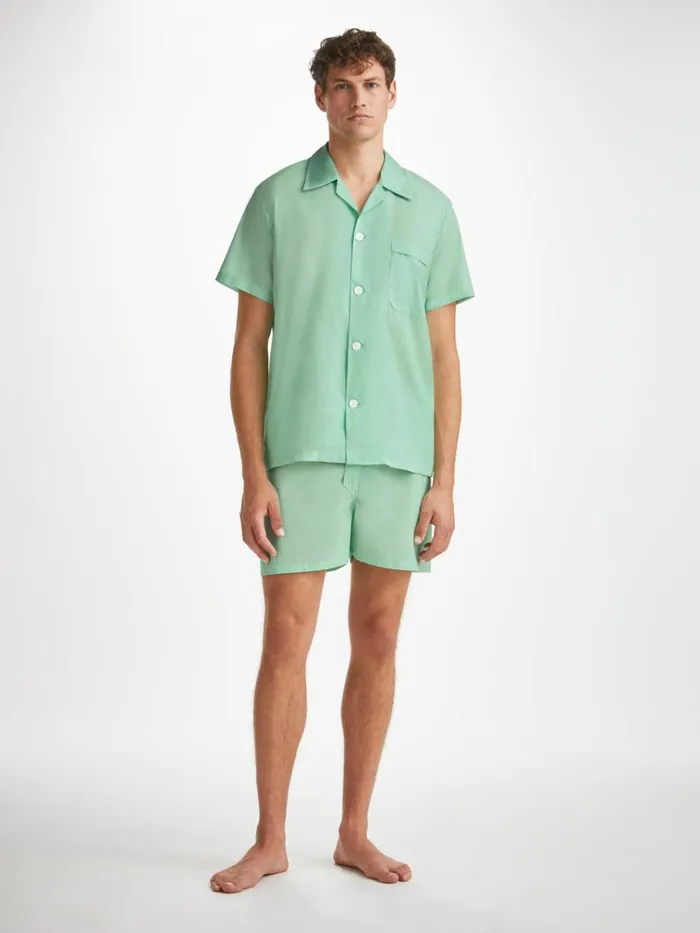 Cotton Pajamas Men Derek Rose Short Pajamas Amalfi 1 Cotton Batiste Mint