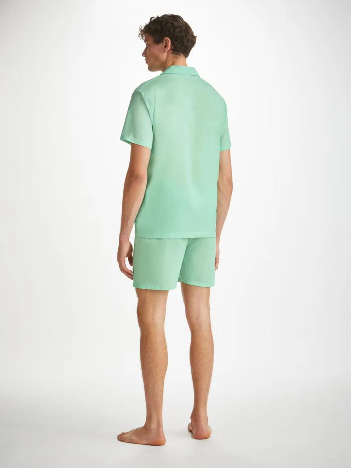 Cotton Pajamas Men Derek Rose Short Pajamas Amalfi 1 Cotton Batiste Mint