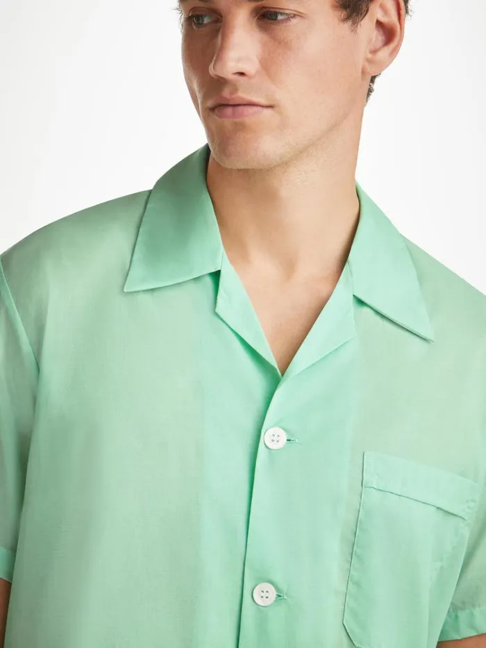 Cotton Pajamas Men Derek Rose Short Pajamas Amalfi 1 Cotton Batiste Mint