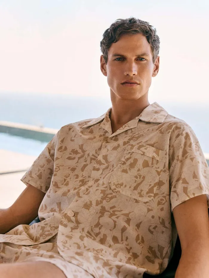 Cotton Pajamas Men Derek Rose Short Pajamas Ledbury 73 Cotton Batiste Sand