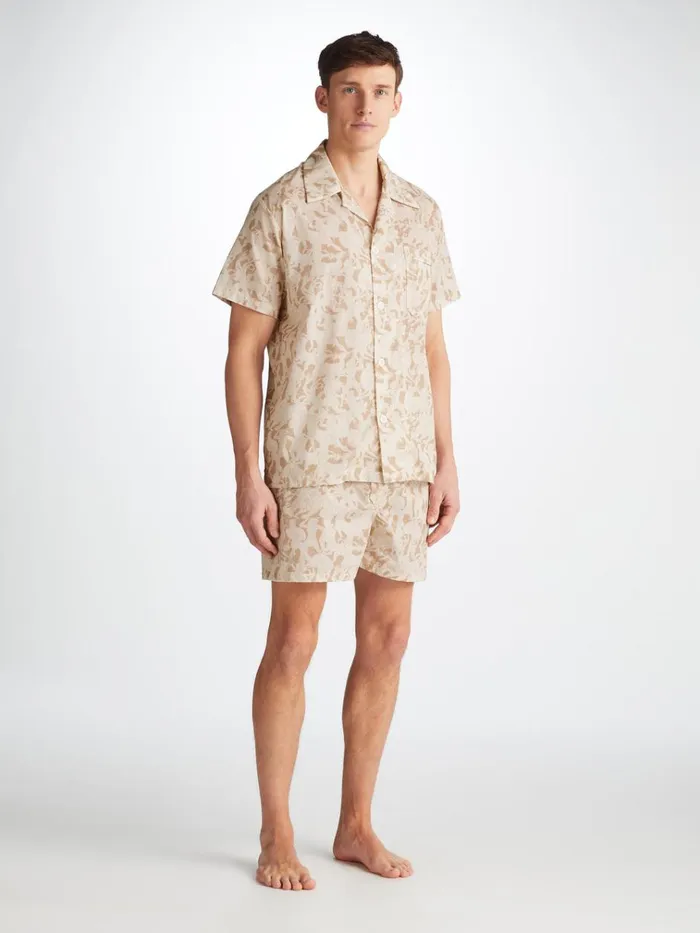 Cotton Pajamas Men Derek Rose Short Pajamas Ledbury 73 Cotton Batiste Sand