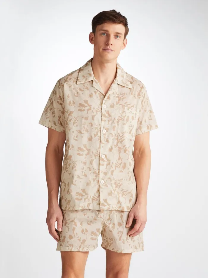 Cotton Pajamas Men Derek Rose Short Pajamas Ledbury 73 Cotton Batiste Sand